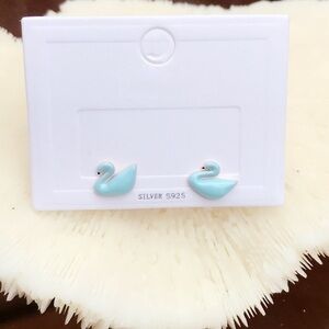 18K Gold Vermeil Tiffany Blue sterling silver 🦢 earrings